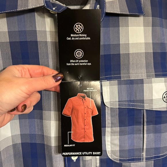 Wrangler Small ATG blue plaid All Terrain Gear short sleeve button down … - Picture 4 of 11